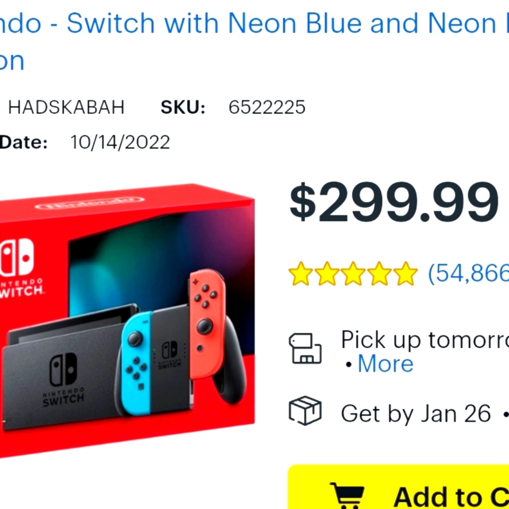 Interac/video Nintendo switch neon blue & Red